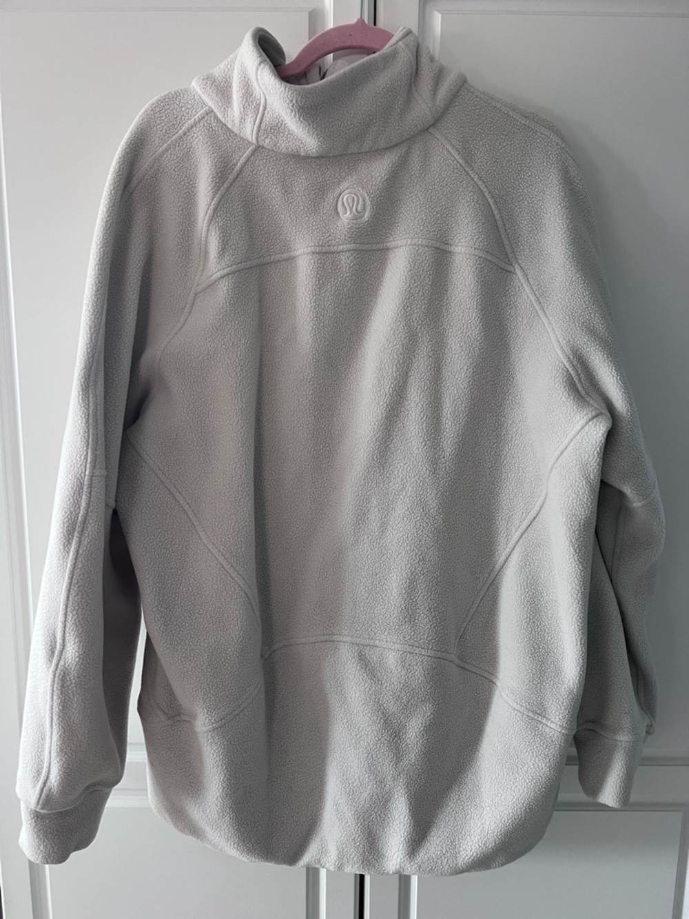 Lululemon Scuba Tumbled Fleece Funnel-Neck Half Zip in Bone/Gold - Picture 3 of 4